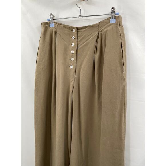 Express vintage 100% Silk Button Fly pleated wide leg pants - Picture 3 of 6
